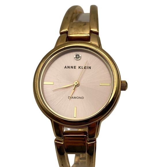 Anne Klein Diamond Quartz Women's Watch 30mm - Bangle Bracelet - New Battery - Picture 1 of 8
